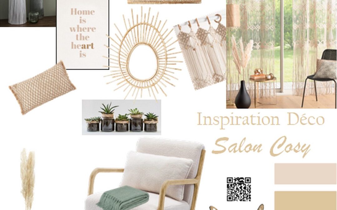 Moodboard Planche Déco : Salon Cosy